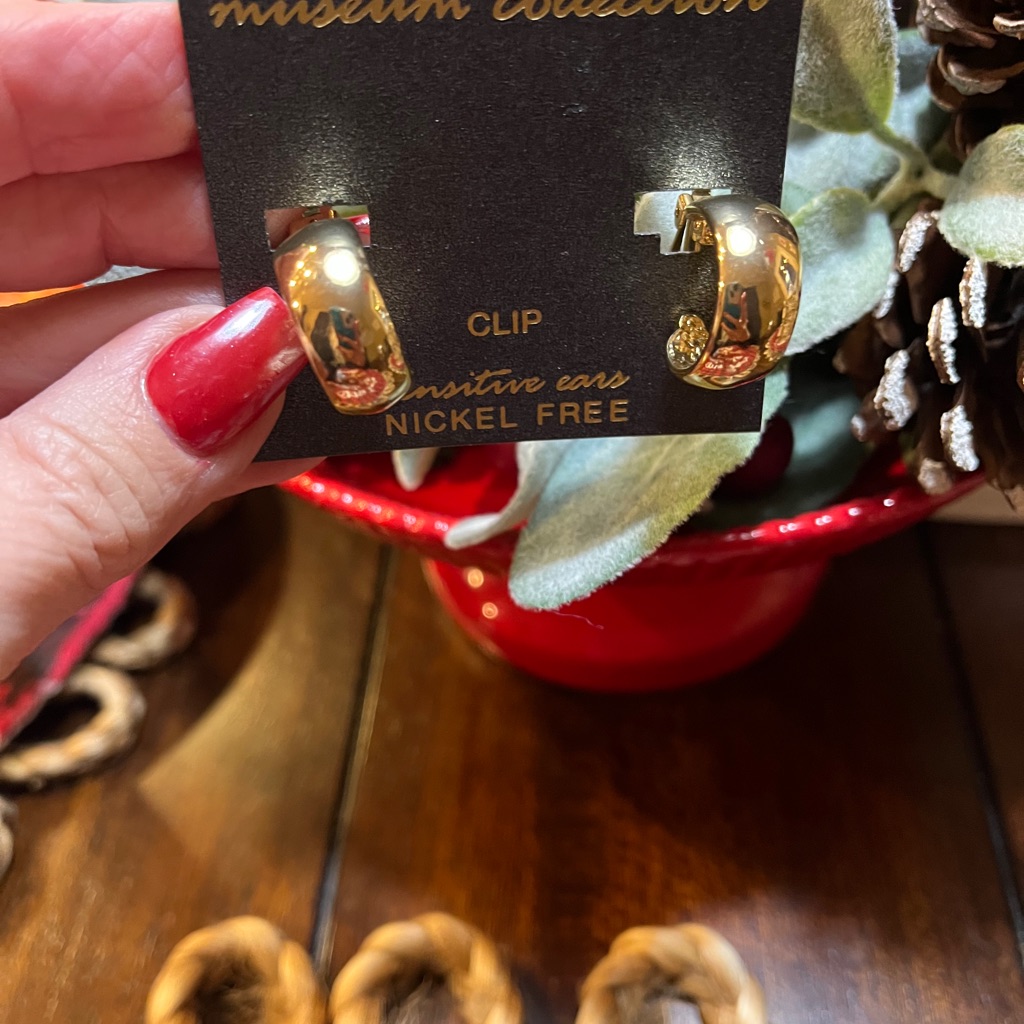Gold Hoop Clip-On Earrings Nickel Free